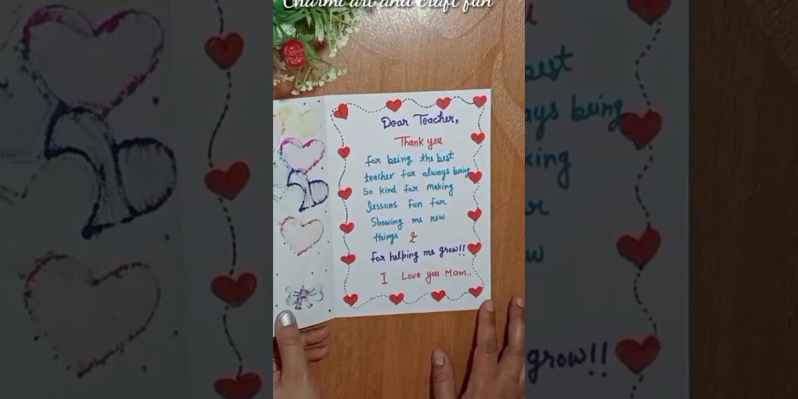 Thank you card for teacher. #shorts #youtubeshorts #craft #papercraft #bts  #charmiartandcraftfun