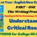 Understanding Critical Reading || BBS 1st Year English || Patterns for College Writing