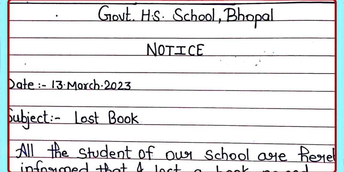 Notice For Lost Book | Write a Notice For Lost Book in English | Notice Writing | Writely Education Notice For Lost Book | Write a Notice For Lost Book in English | Notice Writing | Writely Education