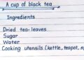 Write down how to prepare a cup of black tea | writing tea recipe | writing |handwriting | Eng Teach Write down how to prepare a cup of black tea | writing tea recipe | writing |handwriting | Eng Teach