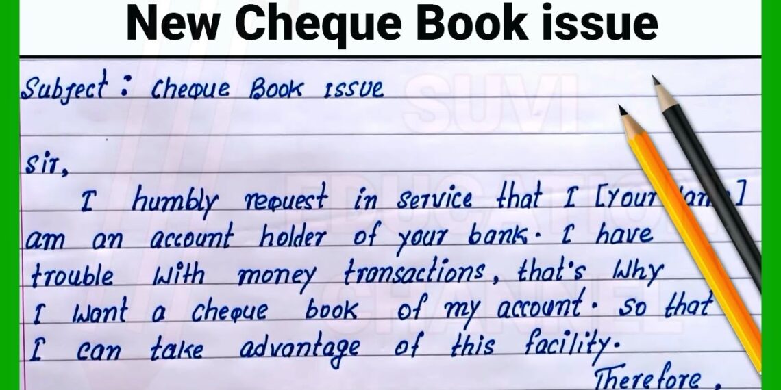 Write Application to Bank Manager for Cheque book issue | New cheque book issue request application📖