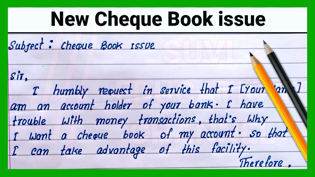 Write Application to Bank Manager for Cheque book issue | New cheque book issue request application📖 Write Application to Bank Manager for Cheque book issue | New cheque book issue request application📖