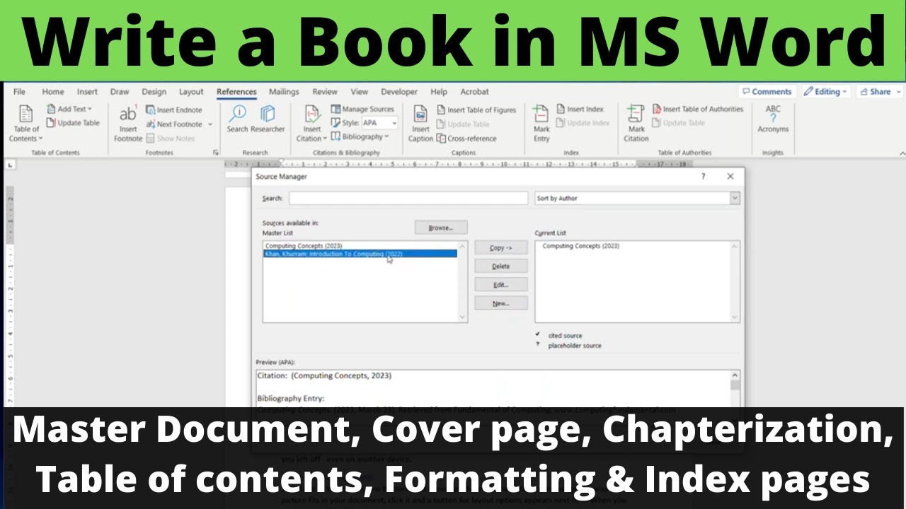 How to Write a Book in MS Word (2007) | Write a Book in MS Word | Creating Master Document in Word