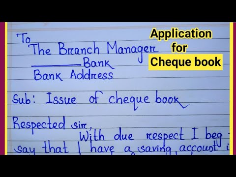 Application for cheque book | Write an application to the branch manager for new cheque book Application for cheque book | Write an application to the branch manager for new cheque book