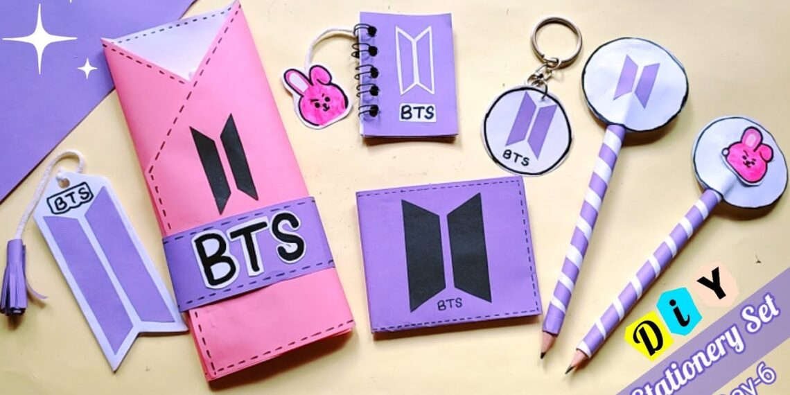 (Day-6)How to make BTS Stationery set at home /DIY handmade stationery set /BTS Stationery