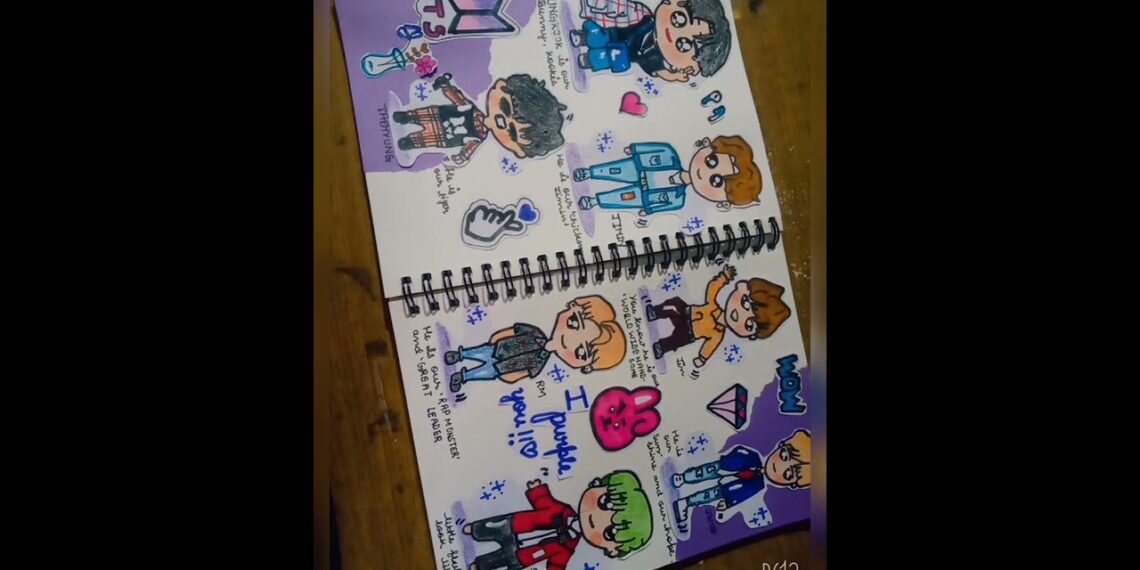 BTS journal with me🌈 || My first journal theme BTS and purple #lifegoeson #bts