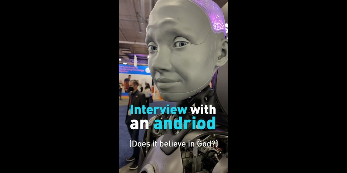 Do androids believe in God? Watch our interview with Ameca, a humanoid #robot at   #CES2022 #Shorts