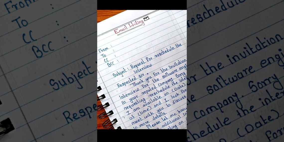 Email Writing | Interview Reschedule email | Email Format #shorts #email
