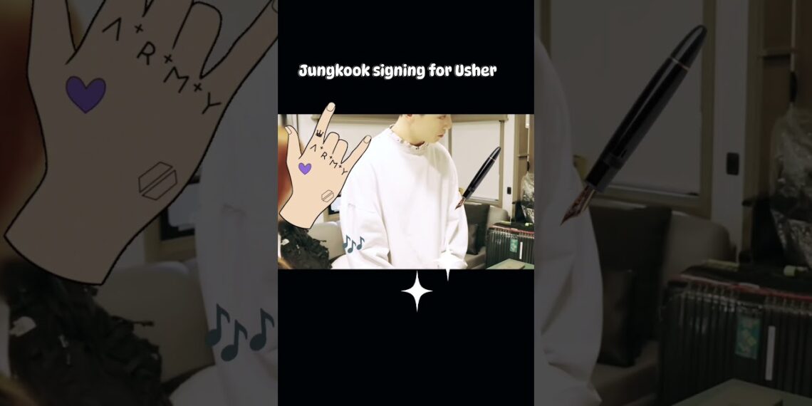 Jungkook Signing His First Album For Usher ✍️🥰 #shorts #jungkook #bts