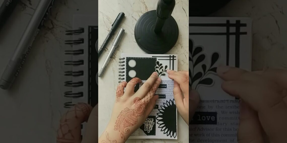 🖤 black theme journal🖤 journal with diy supplies #journal #black #bts#journal spread