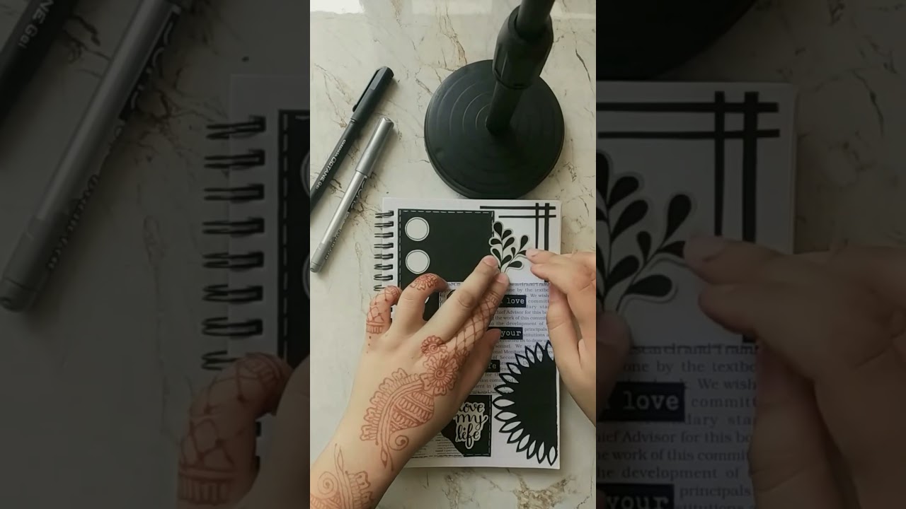 🖤 black theme journal🖤 journal with diy supplies #journal #black #bts#journal spread