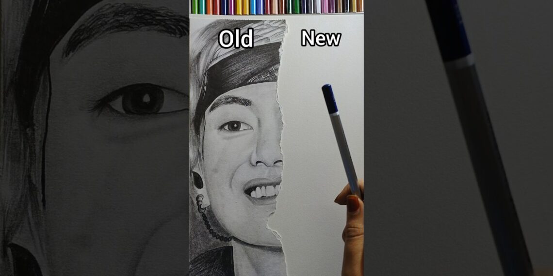 I ruined 😭 my drawing for this…BTS💜 ✨V✨ #shorts #bts #youtubeshorts