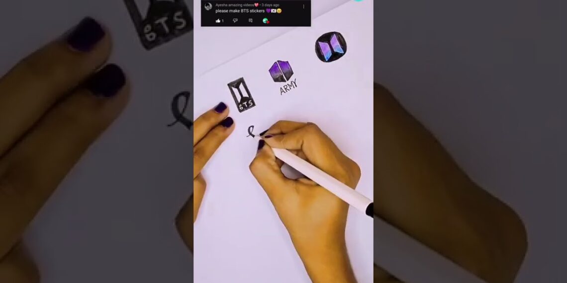 BTS stickers ❤️ #shorts #creativeart  #firstshortvideo #bts #btsshorts #btsarmy
