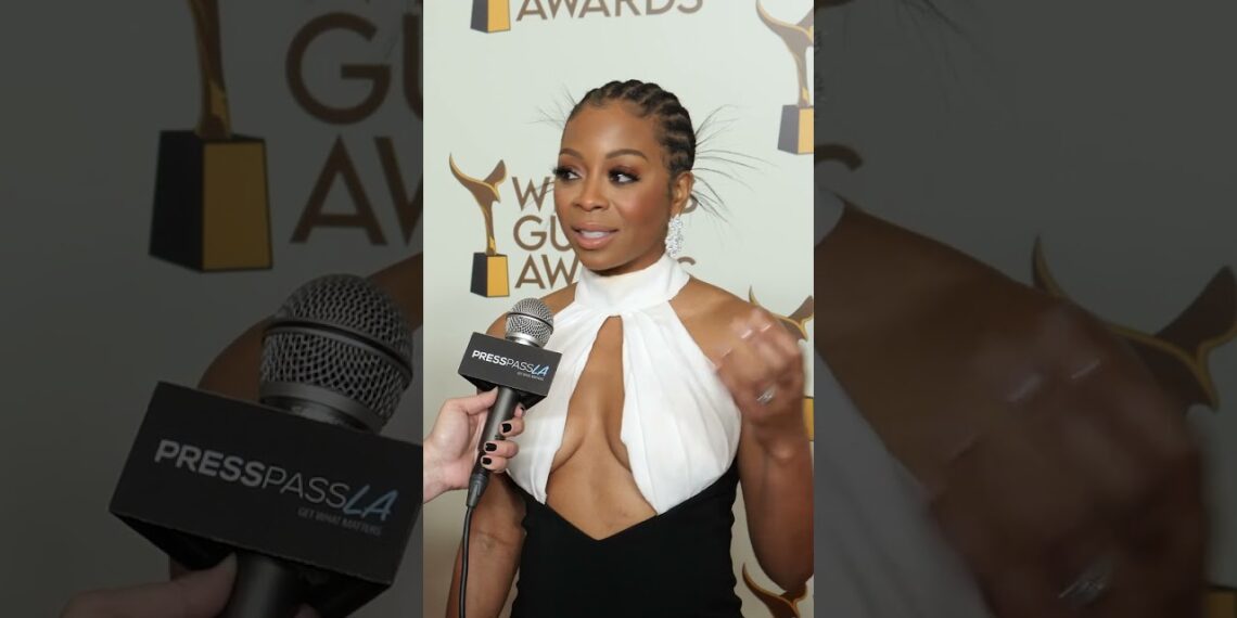 Bresha Webb at Interview at 2023 WRITERS GUILD AWARDS Red Carpet