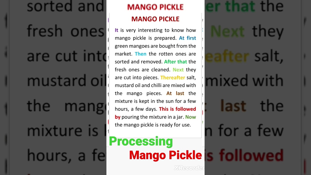 Mango Pickle // Processing Writing