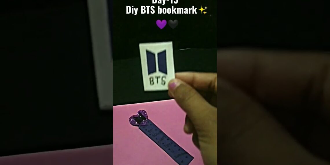 DAY-15 “DIY BTS Bookmark✨ 💜🖤” with cardboard #ytshorts#btsdiy#forarmys#forbtslover#btsarmy💜