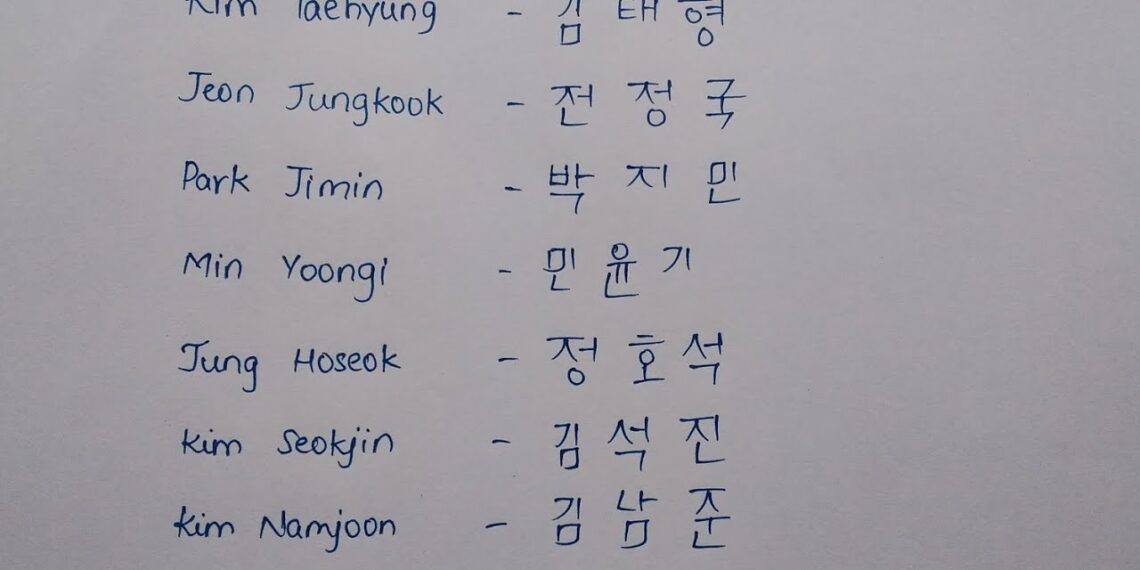 How to write BTS members names in Korean #shorts #korean #bts #btsnames