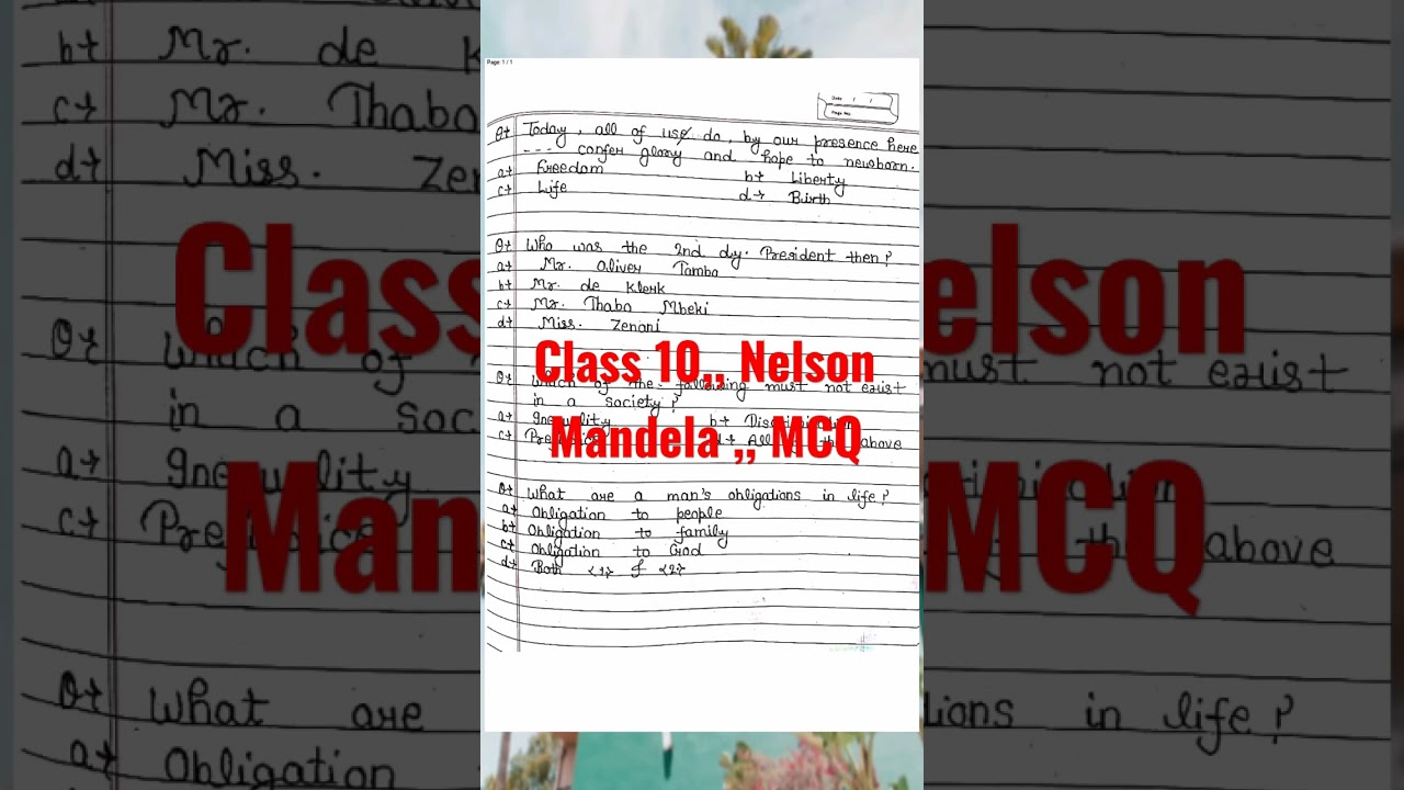 Class 10 ,, CBSE ,, first flight book,, Nelson Mandela,, McQ